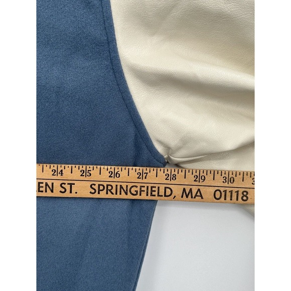 Boohoo Man Varsity Bomber Jacket Limited Edition Mens SZ-2X w/ Patches Blue NWOT - Picture 12 of 13